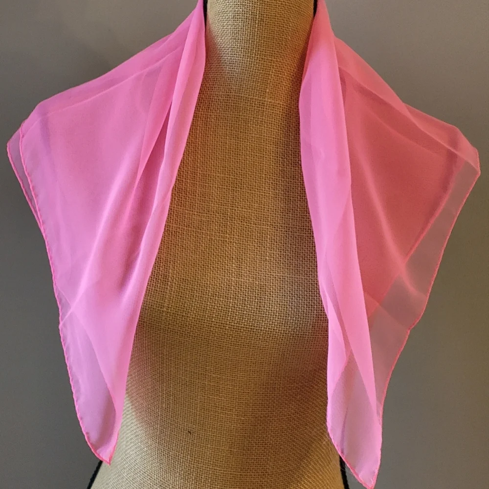 Vintage 60s Hot Pink Polyester Sheer Scarf Made In Japan